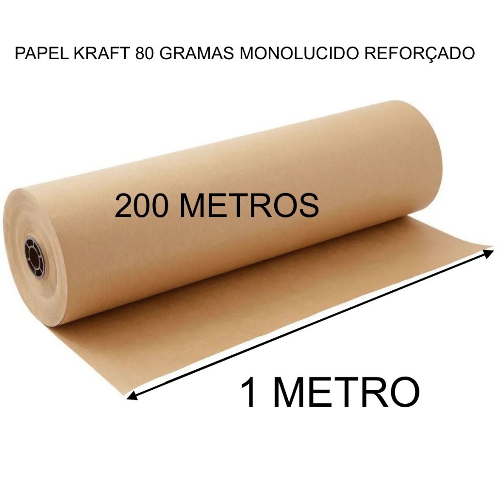 Bobina Papel Kraft 100 Cm Puro Reforçado 80 Gr Indústria Embalagem Presente Monolúcido Mesa Balcão