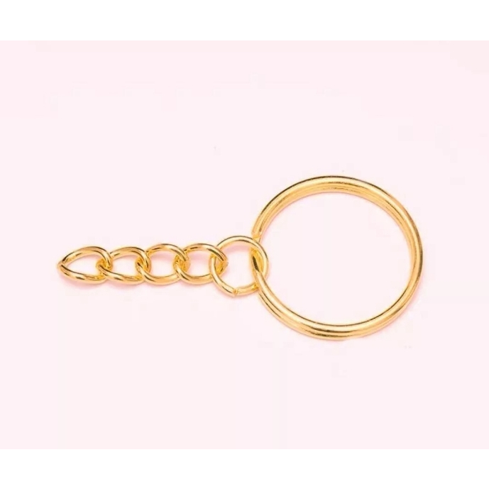 50/100 Pçs Argolas Para Chaveiro C/ Corrente-25mm Dourado/prata