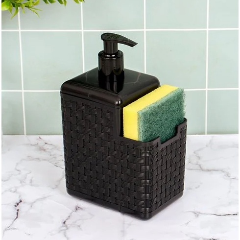 Porta Detergente com suporte para Esponja Bico Dosador estilo Rattan Preto Luxo original resistente em Oferta na Shopee