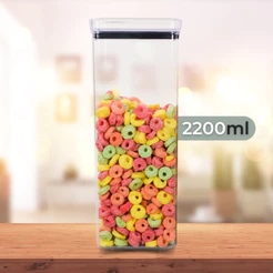 Pote Hermético Acrílico Quadrado Lumini Empilhável 2200ml C/ Tampa P/ Mantimentos PAI
