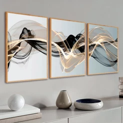Quadros Decorativos Sala Abstrato Moldura Grande Moderno Linha Gold Luxo