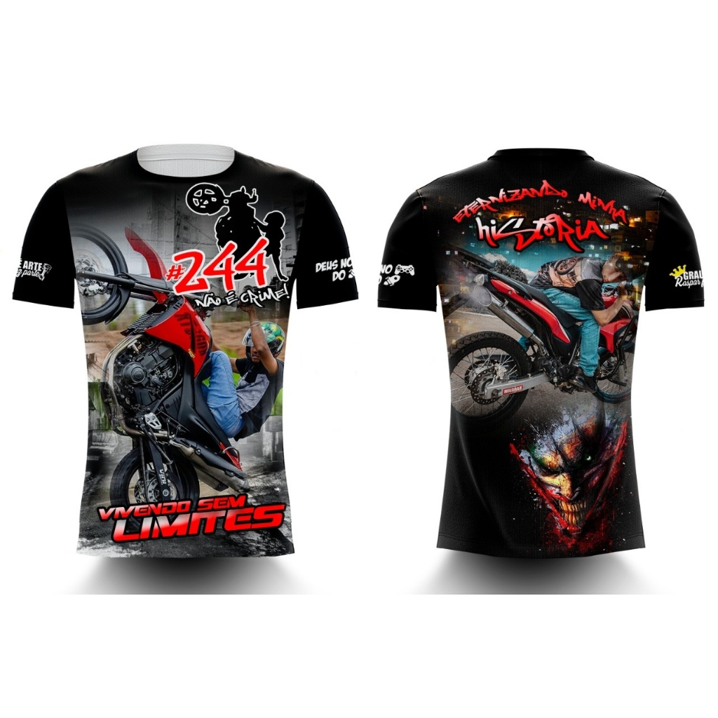 Camisa Camiseta motos de grau 244 Não é crime Grau é arte Eternizando minha Historia