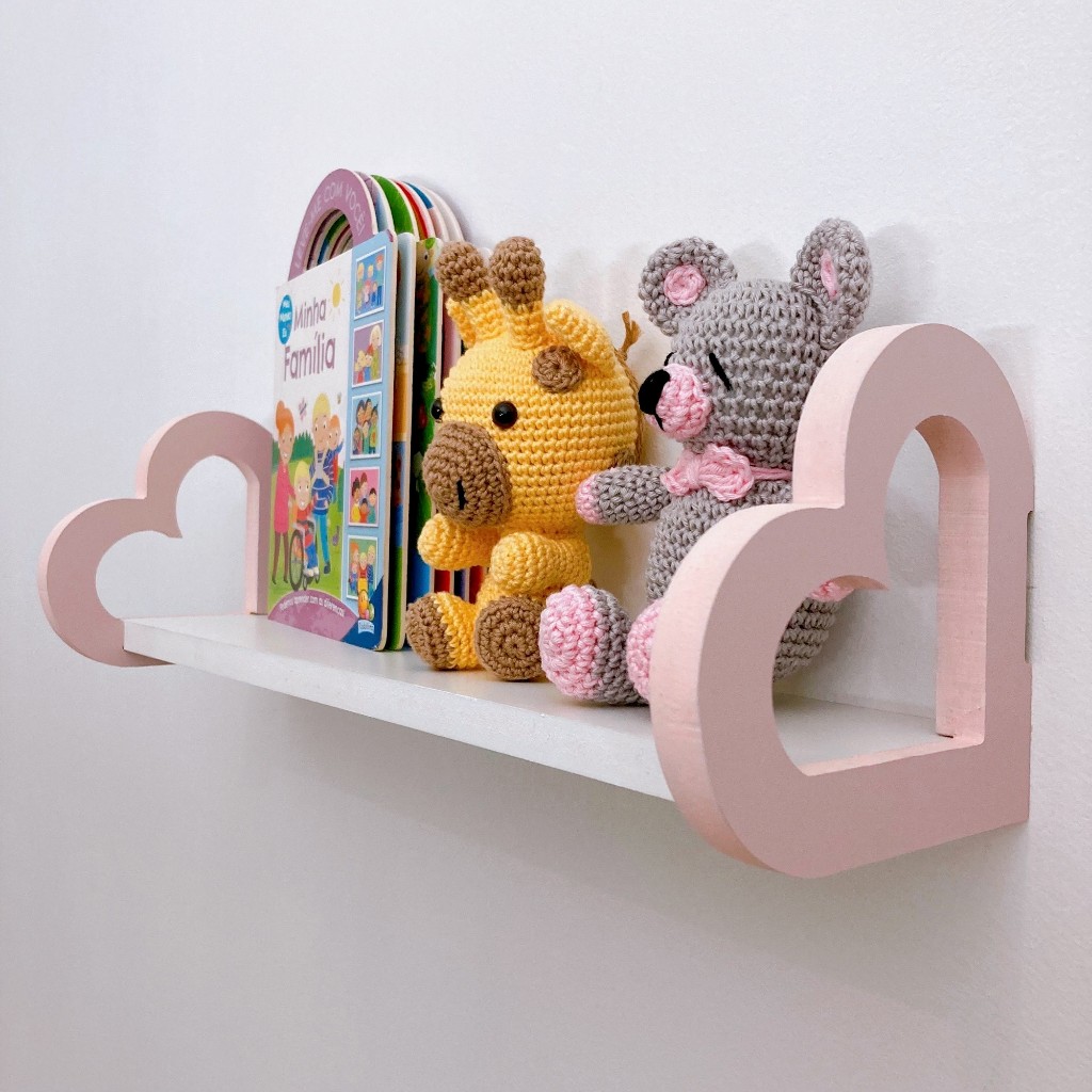 2 Prateleiras coração colorida quarto decoração infantil 45 em Oferta na Shopee