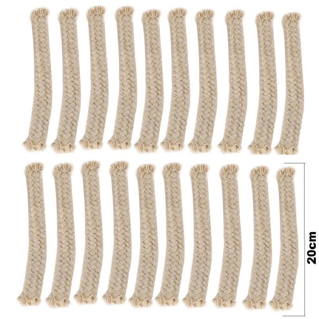 Pavio Trançados com 100% algodão ideal para velas Candeeiro Lamparinas Lampião Tocheiro castiçais Com 20 unidades - 20cm
