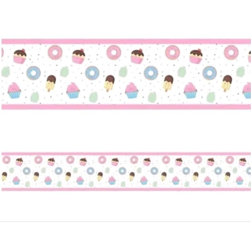 Faixa Decorativa Adesiva Doces Candy Minimalista Confeitaria Padaria Cozinha 1 Metro