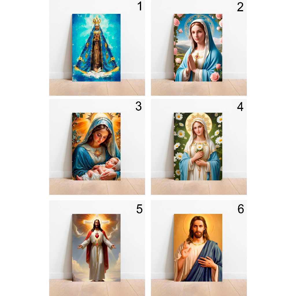 Placa Decorativa Quadro em MDF Santos Católicos Nossa Senhora Aparecida Ave Maria Jesus 20X28 cm - Escolha o Modelo