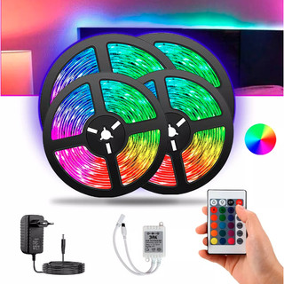 Fita Led RGB De 5 metros Com Controle Cores Variadas Para Decoração Luz Forte