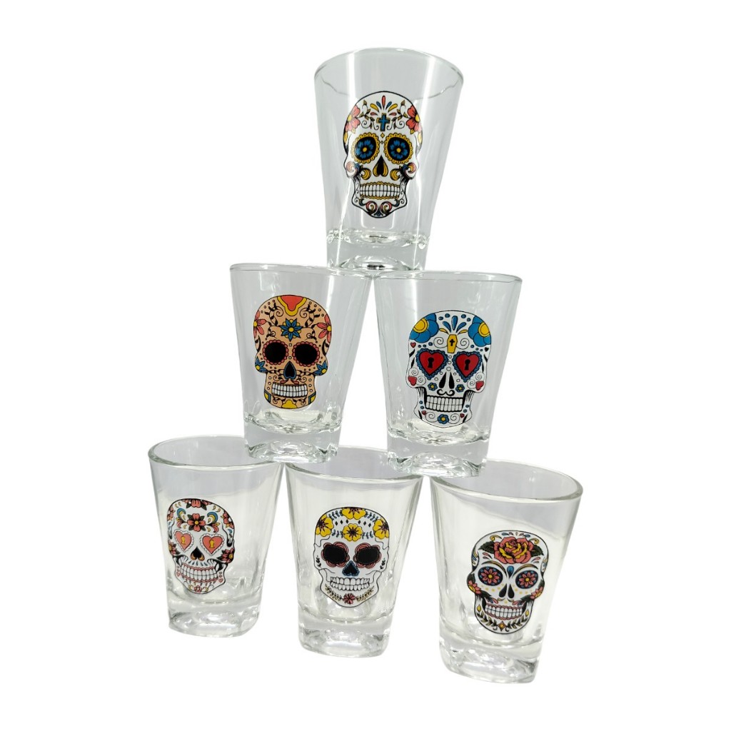 Kit 6 Copos Shot 60ml Cachaça/tequila/licor/pinga - Caveiras Mexicanas
