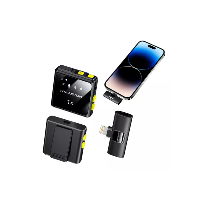 Microfone Sem Fio Duplo Lapela Profissional Android iPhone 8 X 11 12 13 14 (Nao serve iphone 15) Hmaston MK-12