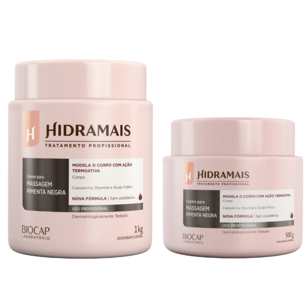 Hidramais Creme Para Massagem Pimenta Negra 1KG ou 500G