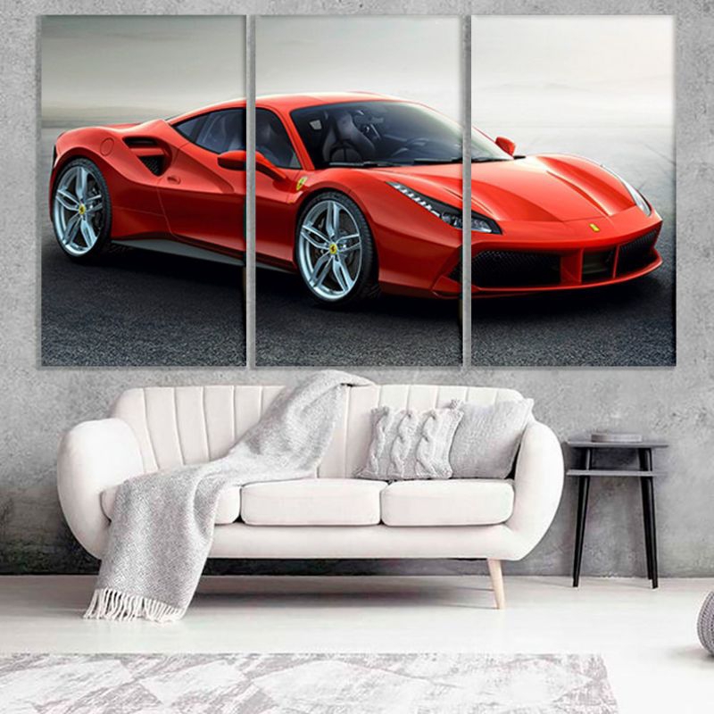 Quadro carro esportivo Ferrari vermelha azul luxo para sala quarto resolução 3D HD quadro decorativo