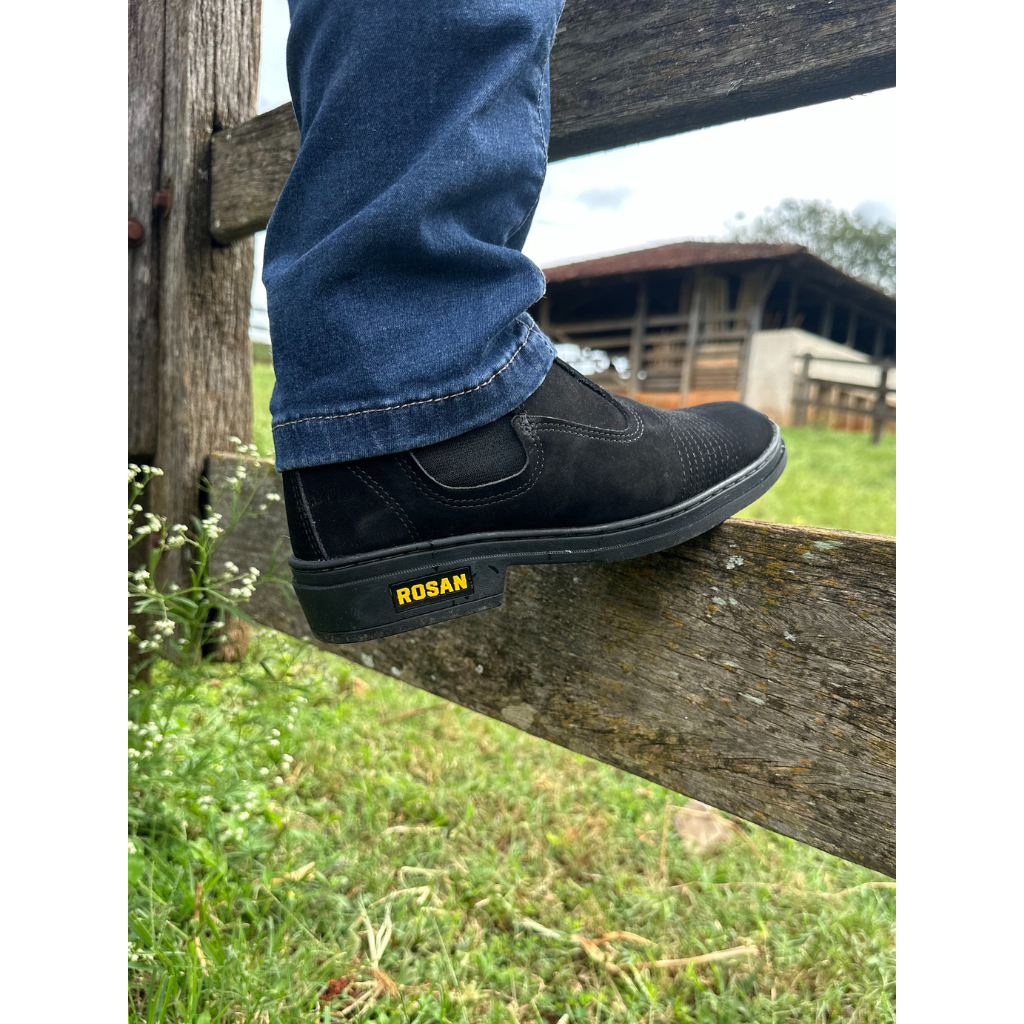 Botina Preta Masculina Bota Couro Cano Curto Nobuck Butina Vaquejada Bota Preta Unissex