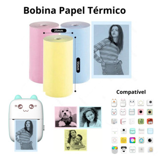 Bobina Rolo De Papel 55*25mm Colorido Mini Impressora Portátil a Prova De Água Impressão De Fotos Agenda Notas Jornal Fotográfico Recibo em Oferta na Shopee