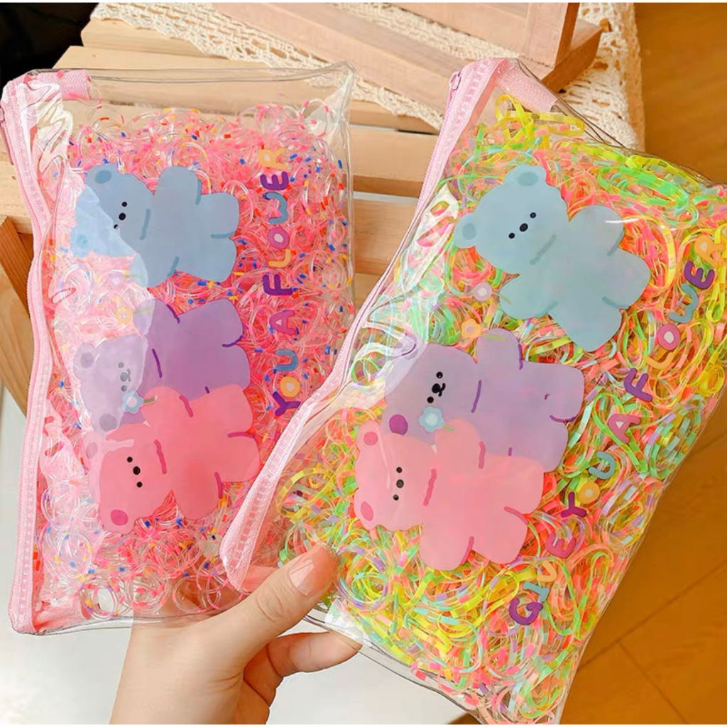 1000 peça Bolsa Elástico De Cabelo Feminino Descartável Multicolorido