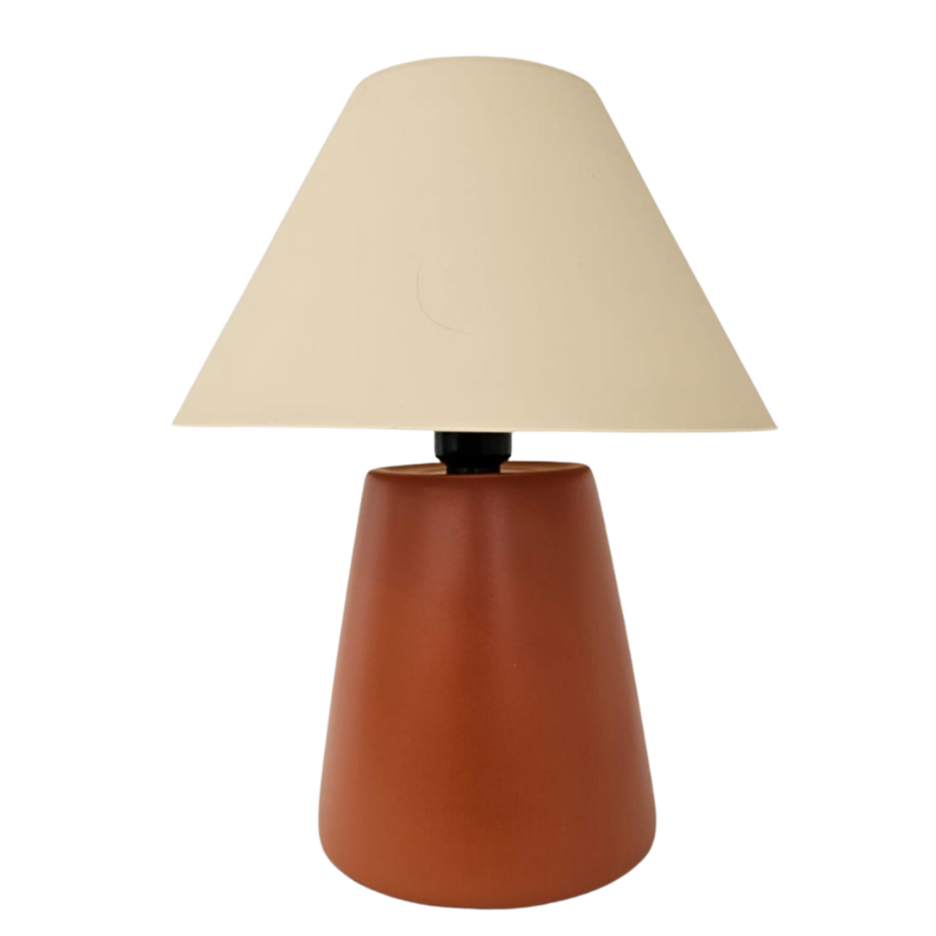 Abajur luminária de Mesa Cone Peq Cerâmica Rústico terracota