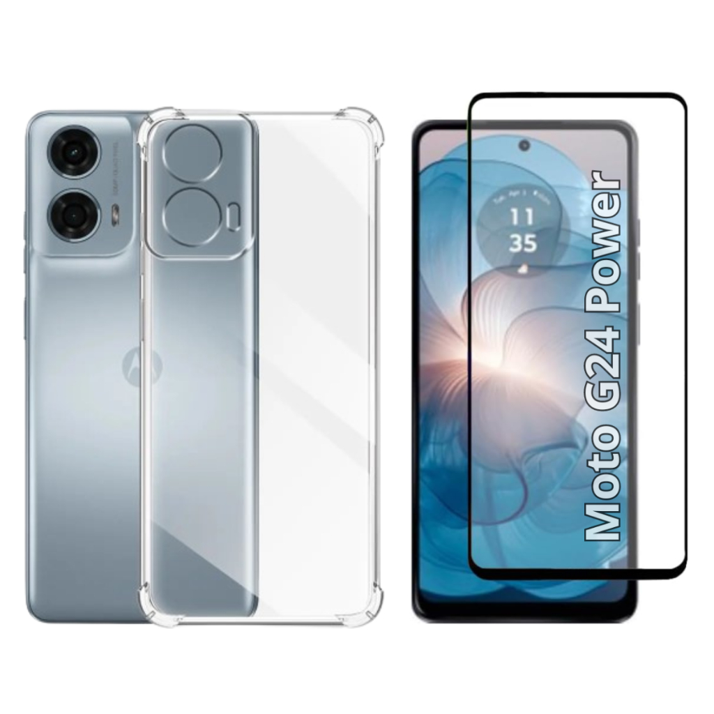 Capa Capinha Case e Película de Vidro 3D para Motorola Moto G24 Power 6.6" em Oferta na Shopee