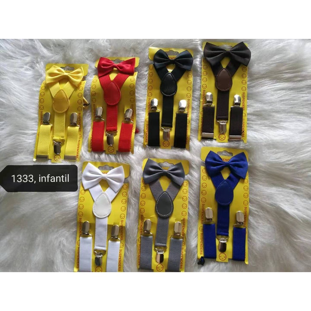 Kit Suspensório + Gravata Borboleta Infantil para Criança - Meninos e Meninas em Oferta na Shopee