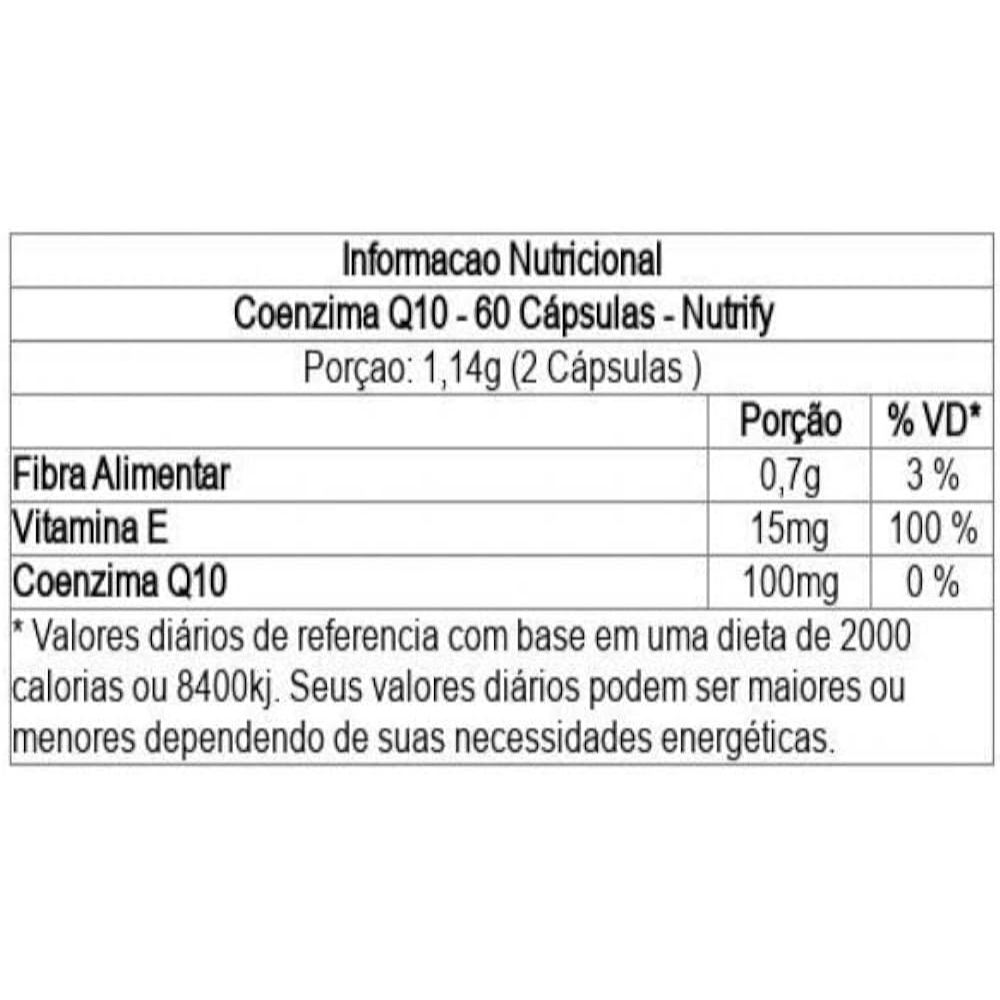 Detalhes do Coenzima Q10 60 Cápsulas Nutrify