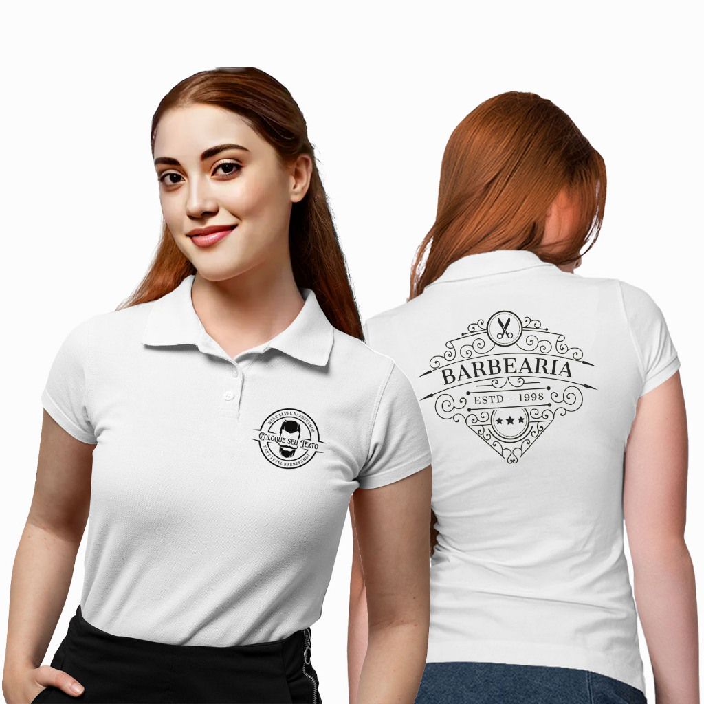 Camisa Polo Feminina Personalizada com Logo Estampado Frente e Costas Uniforme