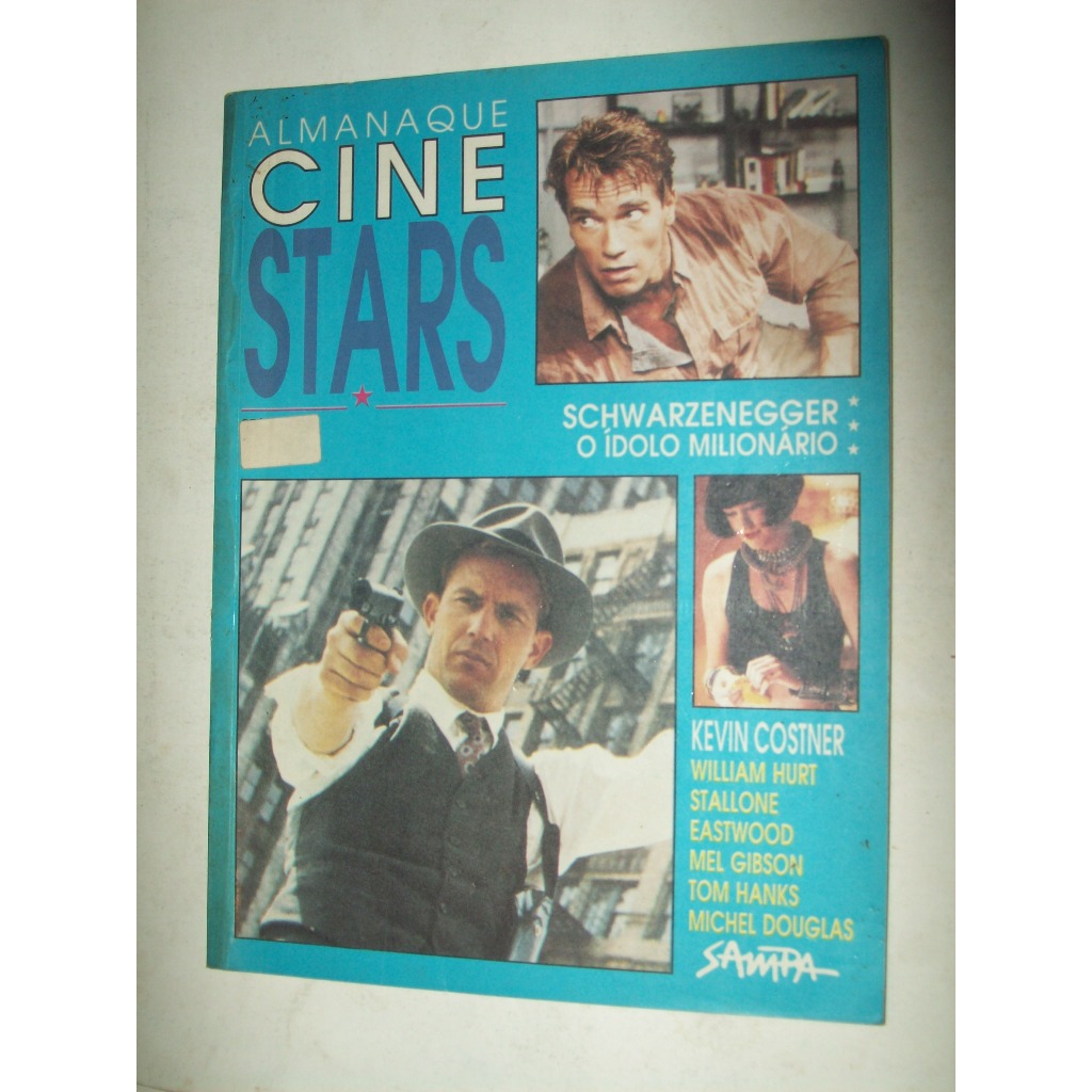 Revista de cinema Antiga Almanaque Cine Stars Kevin Conster , Schwarzenegger , Willian Hurt.