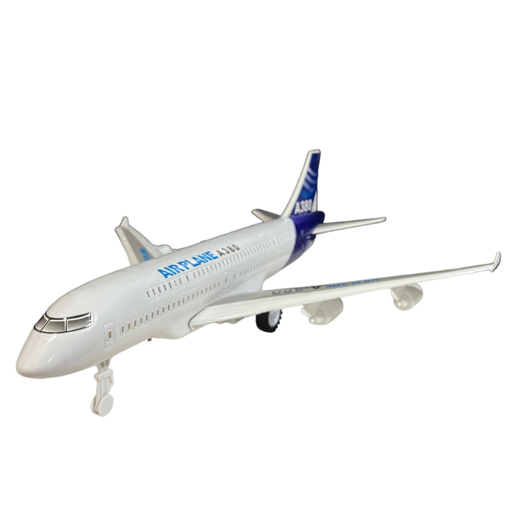 Avião de Brinquedo Corda com Led Luz Corda Fricção Som A380