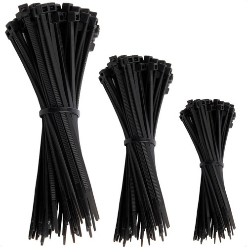 125 Peças Abraçadeira Nylon Preta - Presilha Enforca Gato Nylon Com 3 Tamanhos, Ideal para Organizar Cabos, Ferramentas.