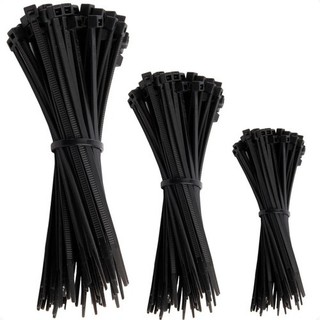 125 Peças Abraçadeira Nylon Preta - Presilha Enforca Gato Nylon Com 3 Tamanhos, Ideal para Organizar Cabos, Ferramentas.