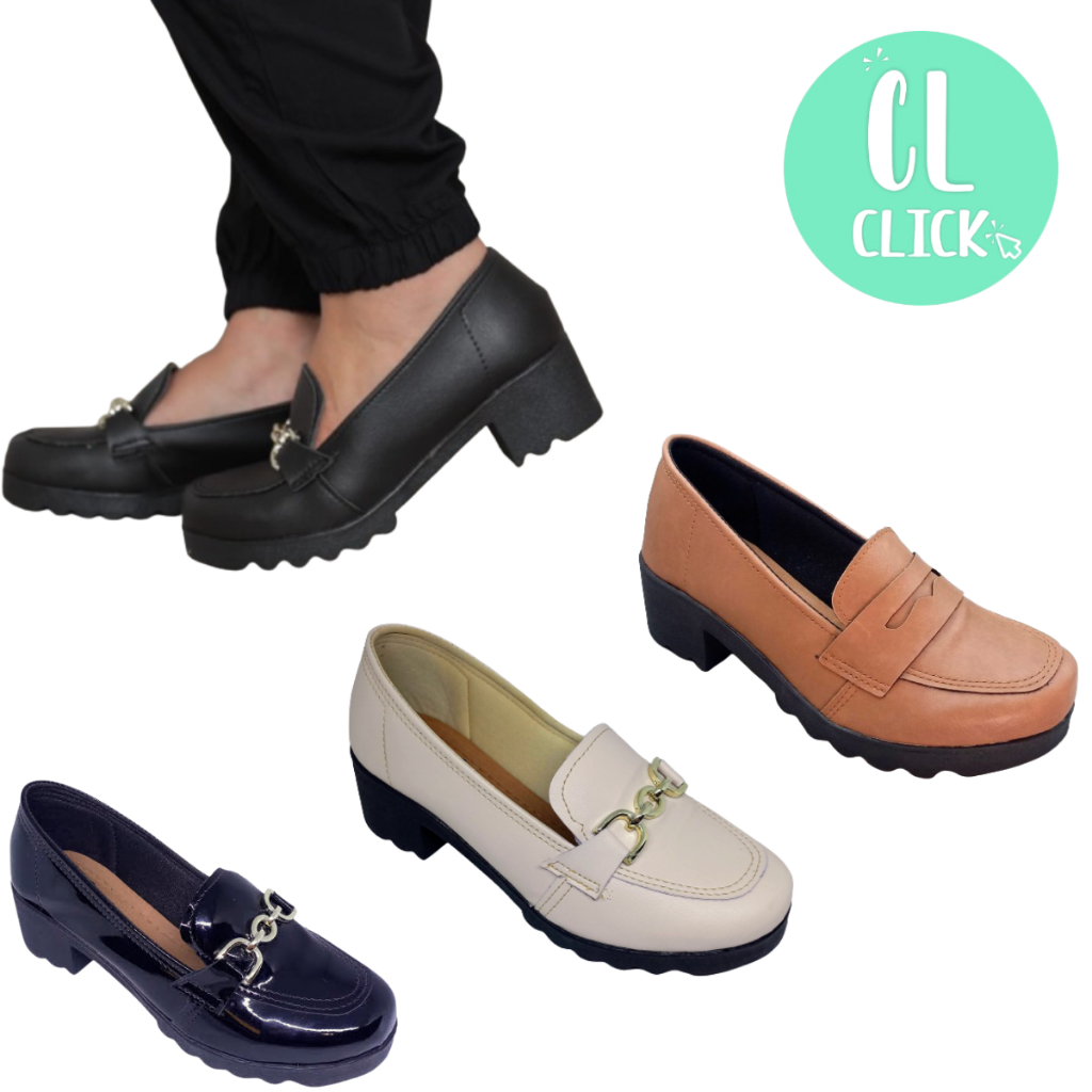 Mocassim Tratorado Feminino Fivela Conforto Moderno Preto