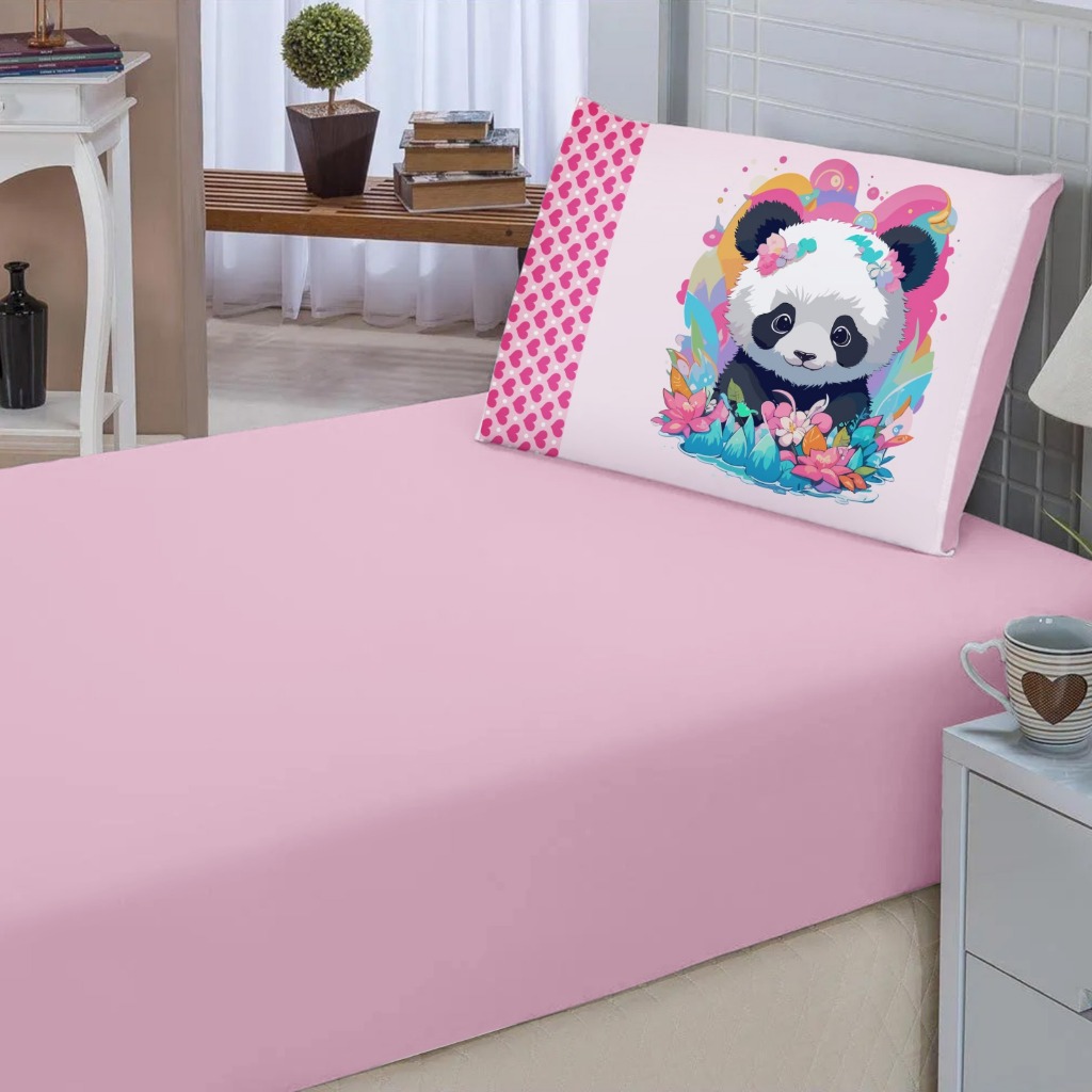 Kit Lençol Solteiro SONHOS E CORES (Lençol Elasticado + Fronha Estampada) Decoração Quarto Infantil