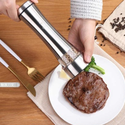 Moedor De Pimenta Sal De Aço Inoxidável Ajustável De Vidro ABS Para Cozinha