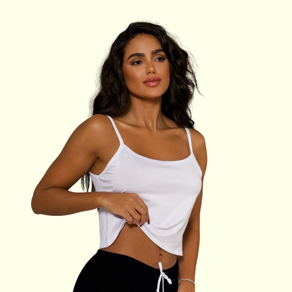 Cropped Feminino Branco Blusinha Alcinha