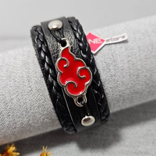 Pulseira Naruto Akatsuki ou Vila da Folha Nuvem vermelha de Couro Sintético Ajustável em Oferta na Shopee