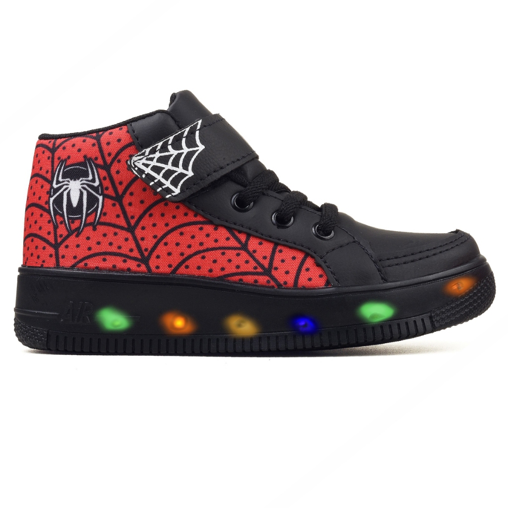 Tênis Masculino Infantil De Led Meninos Botinha Aranha Linkito