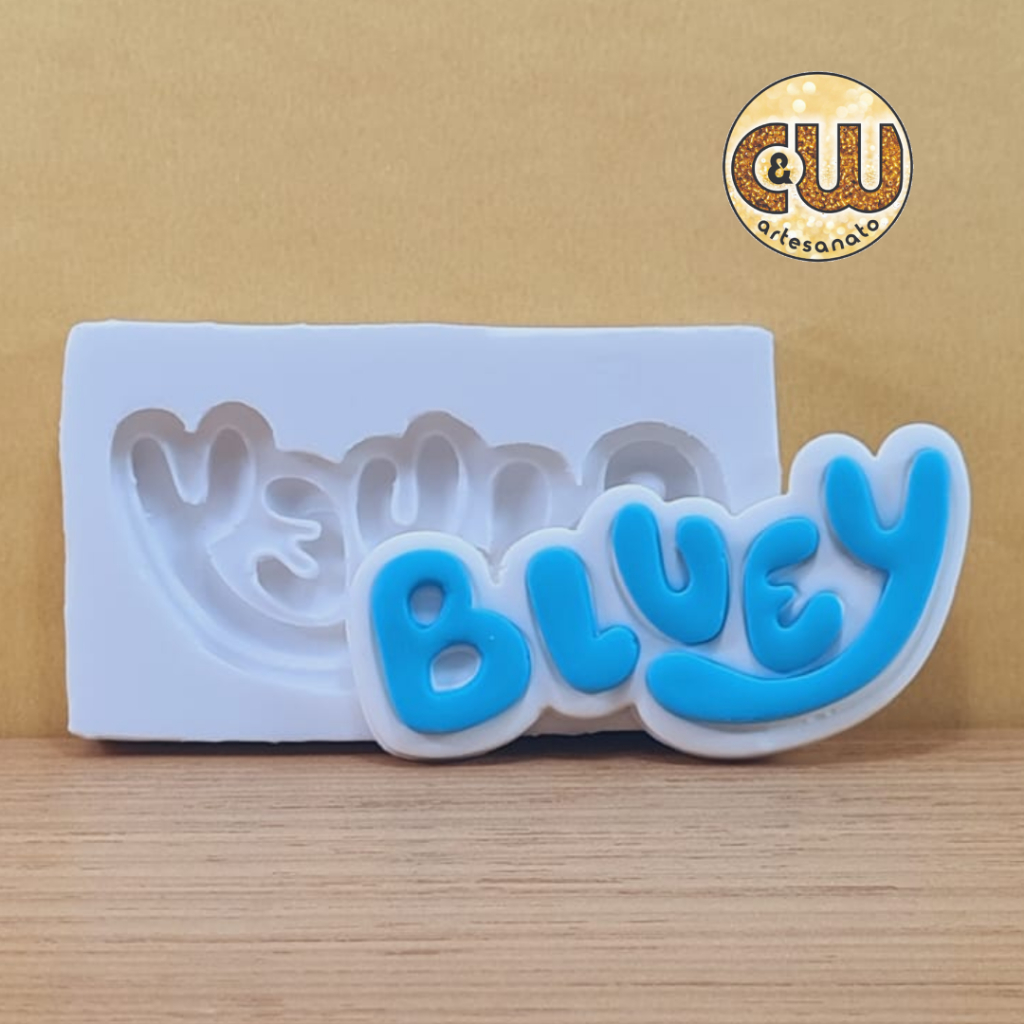 Molde Silicone  Nome Bluey / Cachorro - Decoração, Confeitaria e Artesanato – Biscuit - Festa