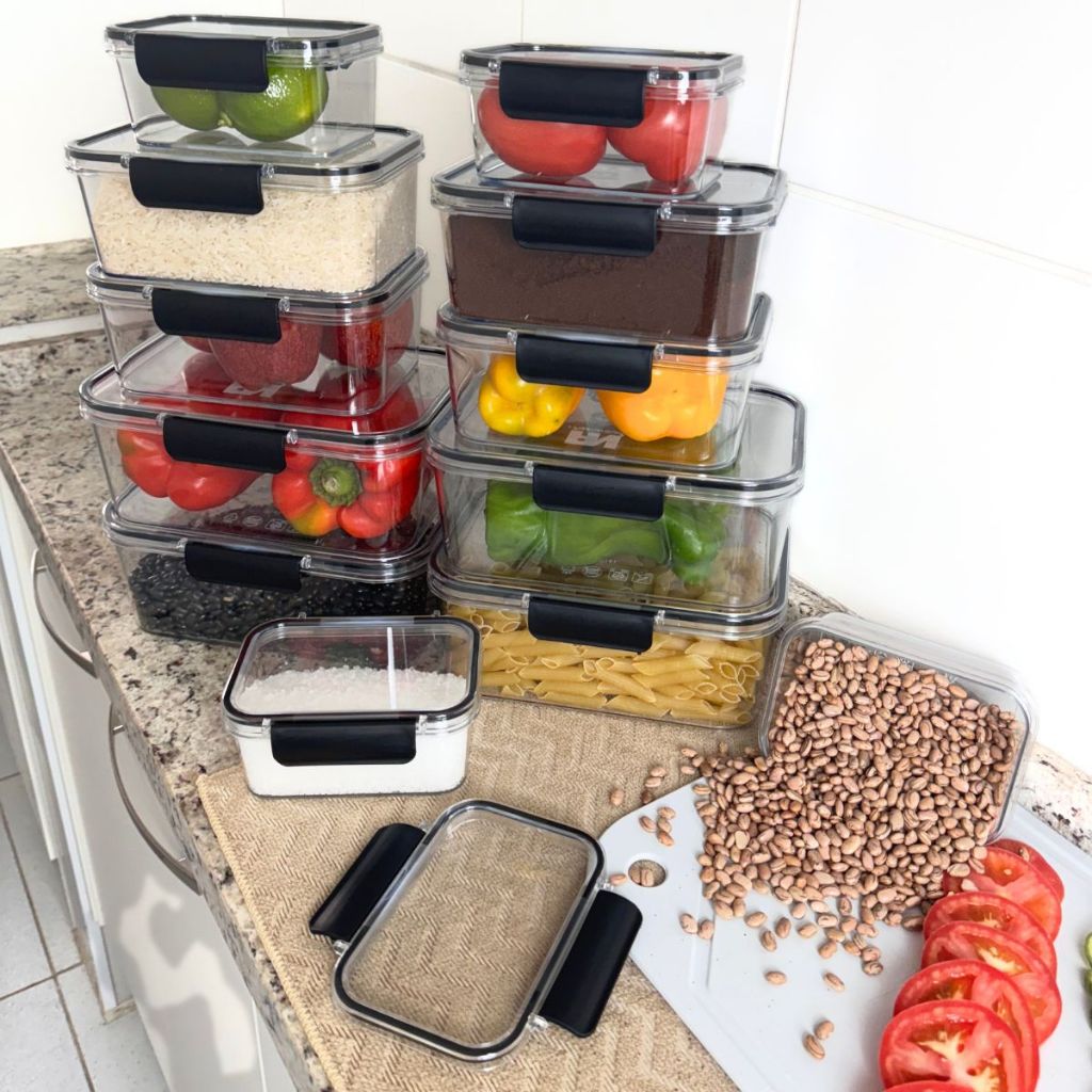 Jogo De Pote Com Fechamento Hermetico 12 Peças organizador de alimentos pote mantimentos