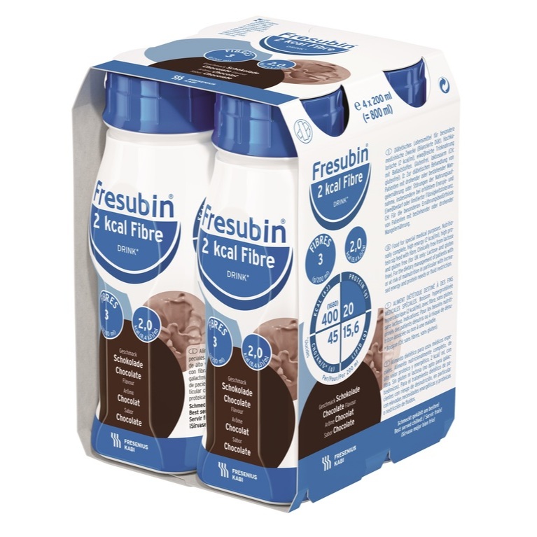 Fresubin 2 Kcal Fibre Sabor Chocolate 200ml -Kit com 4 unidades - Fresenius
