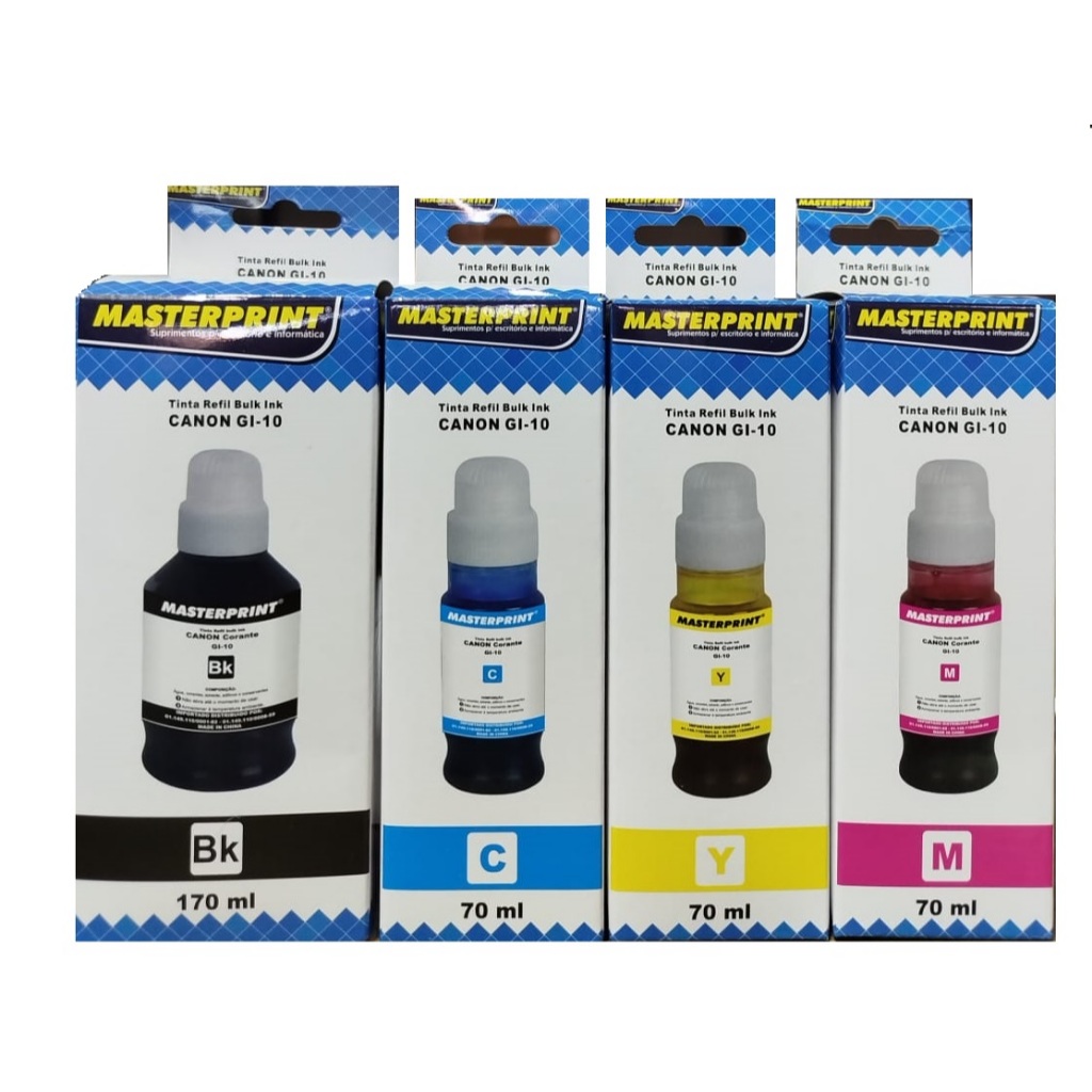 Kit Tinta Masterprint Compatível Canon GL-10 G4010 G6010 G7010 G2010