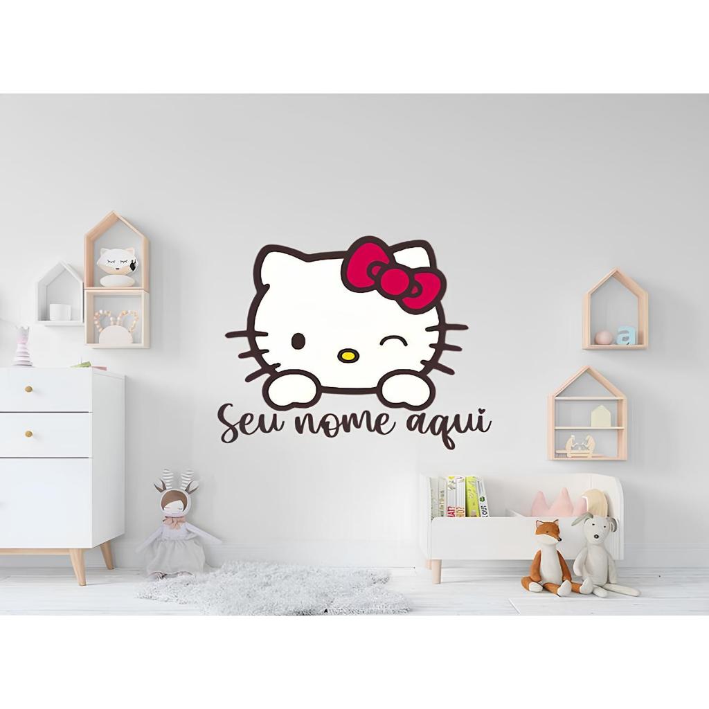 Adesivo de Parede Hello Kitty Personalizado em Oferta na Shopee