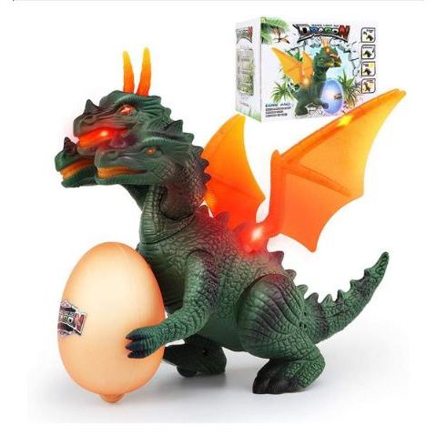 Dragão Dinossauro Com 3 cabeças E Ovo Som Luz E Movimento