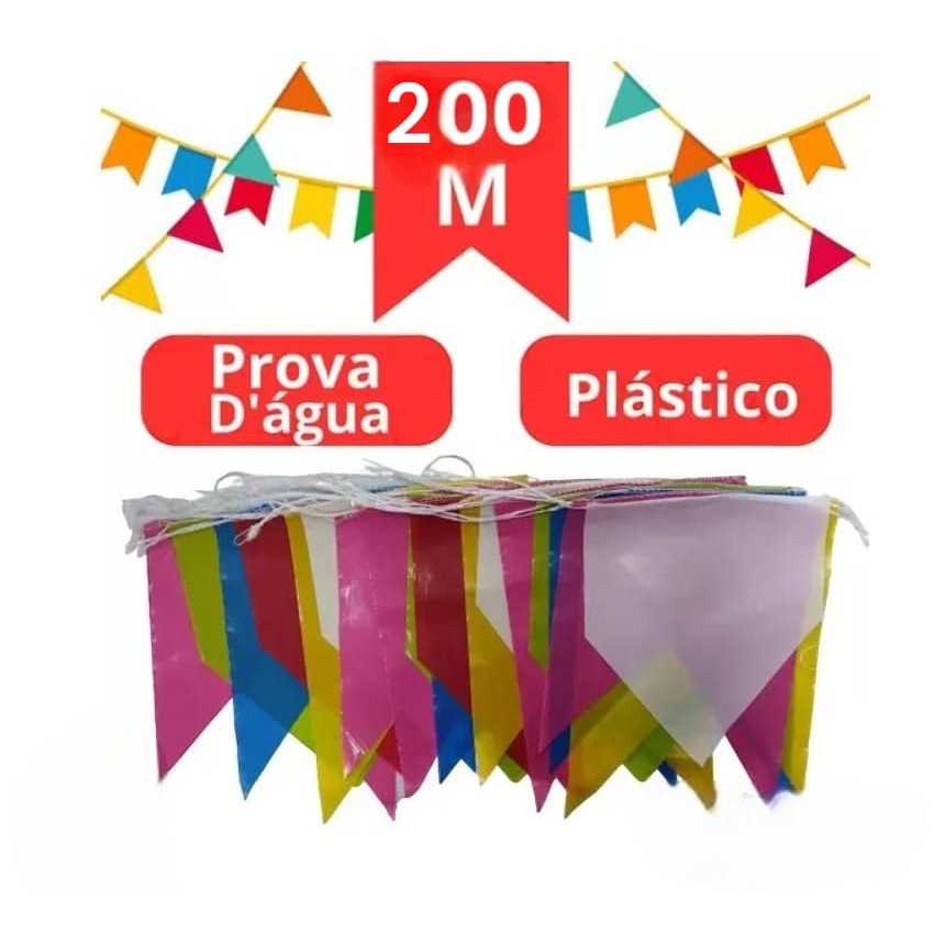 Bandeirinha Festa Junina Julina Arraia  Decoração Caipira Bandeirola de Plástico  50 a 200 Metros São João