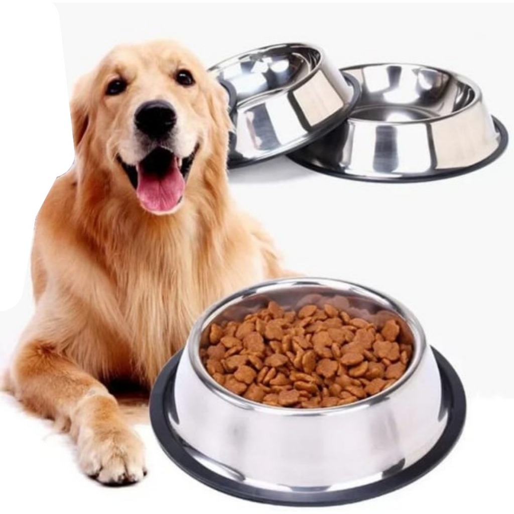 Comedouro Bebedouro Tigela Inox 500ml TAMANHO M Cachorro GATO COELHO Pet Cor Prateado POTE RAÇÃO
