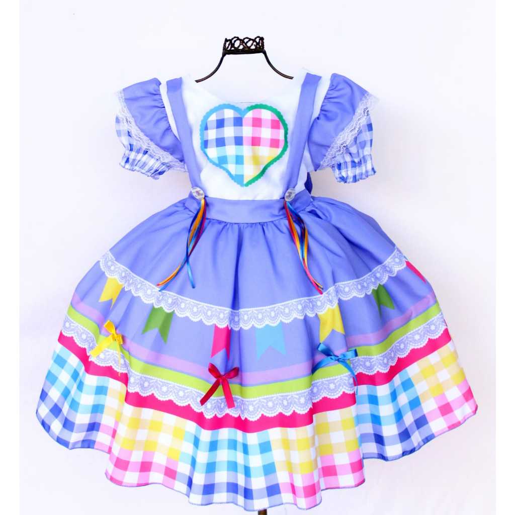 Vestido Festa Junina Infantil Quadrilha São João Caipira Bolofofo Caipirinha