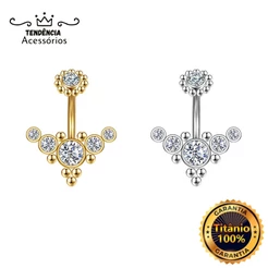Piercing Umbigo Banana Aço Cirúrgico Pvd Indiano Strass