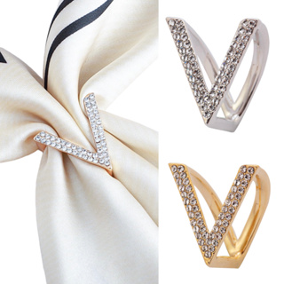 2 Peças Anel Para Echarpe Lenço Clássico V Strass em Oferta na Shopee