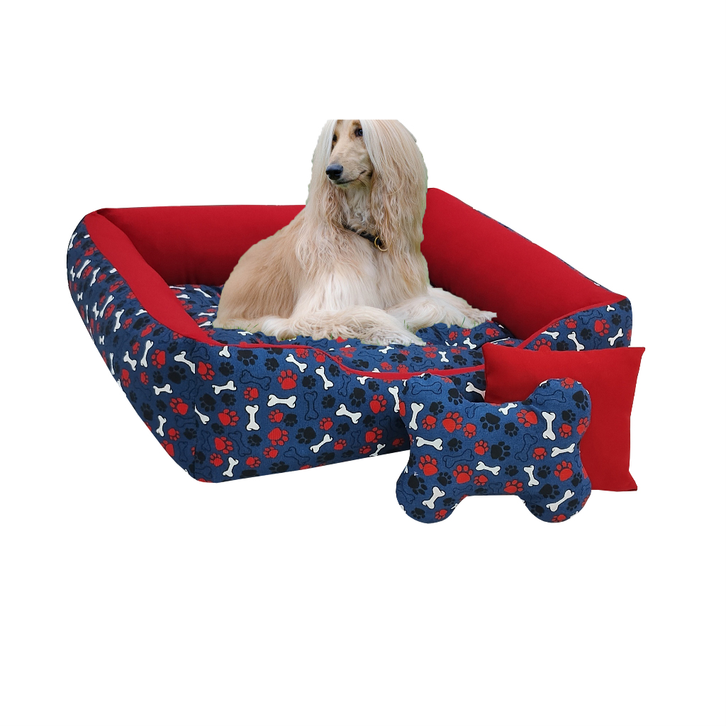 Cama Para Cachorro Grande 1,00x0,80 ideal/ Golden /Boxer,  com brinquedos Mordedor