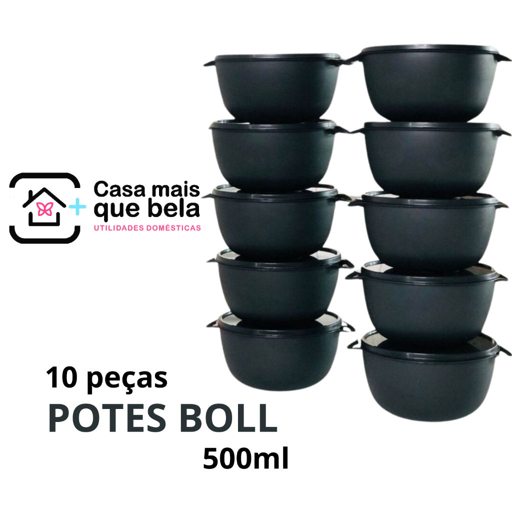 KIT POTES COZINHA 10 POTE REDONDOS BOLL 500ML
