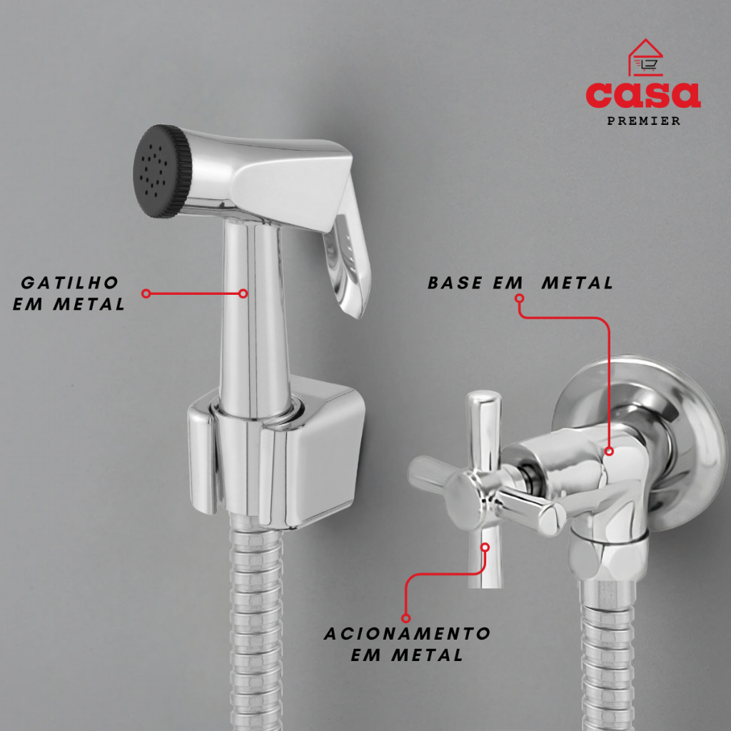 Ducha Higiênica Chuveirinho Intimo Banheiro Cromado Modelo C-31 100% Metal Mangu