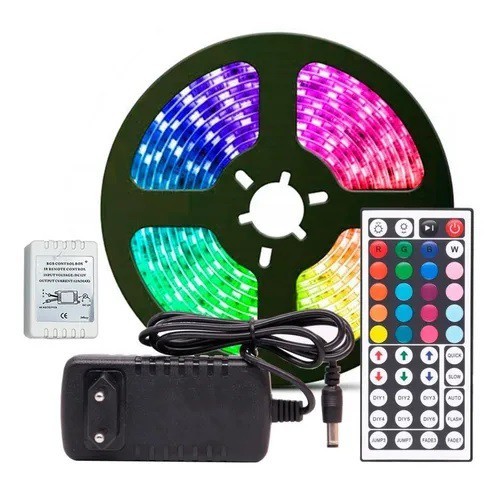 Fita led rgb com fonte 5050 5 metros Com controle Rolo 5m 16 cores colorida 300 leds a prova de agua silicone pronta para uso qualidade alta pronta para uso barato quarto sala iluminação
