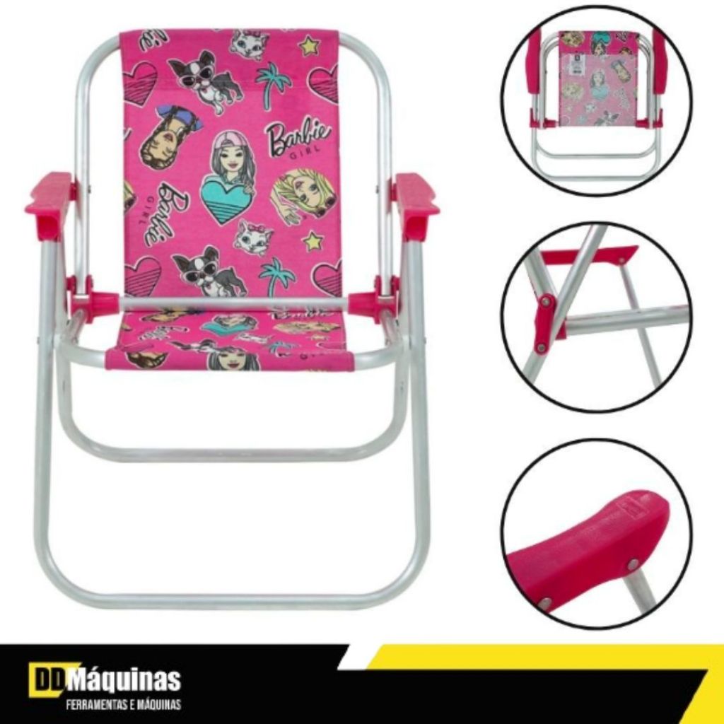 Cadeira de Praia Infantil Rosa Barbie - Belfix - Home & Living
