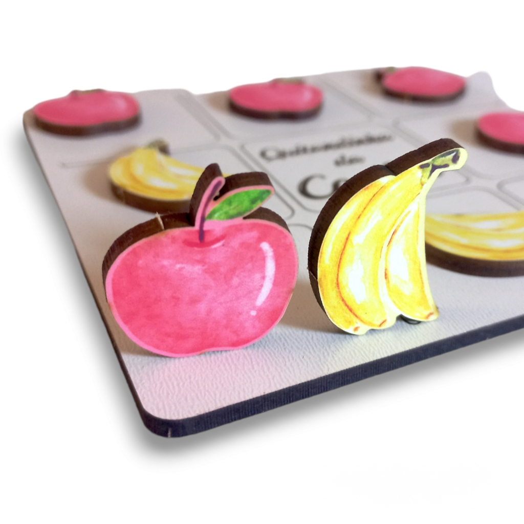 Jogo da Velha Frutinhas Peças Coloridas Tabuleiro Personalizado Aniversário Lembrancinha